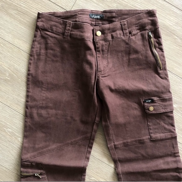 Y2K Trendy Chocolate Brown Military Cargo Pants - Picture 2 of 7